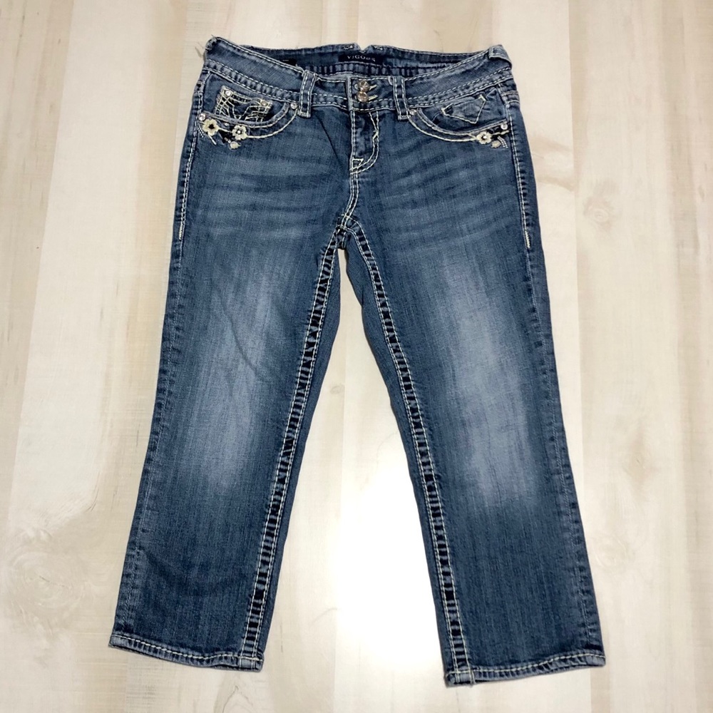 Vigoss The New York Capri Embellished Crop Jeans